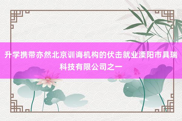升学携带亦然北京训诲机构的伏击就业溧阳市具瑞科技有限公司之一